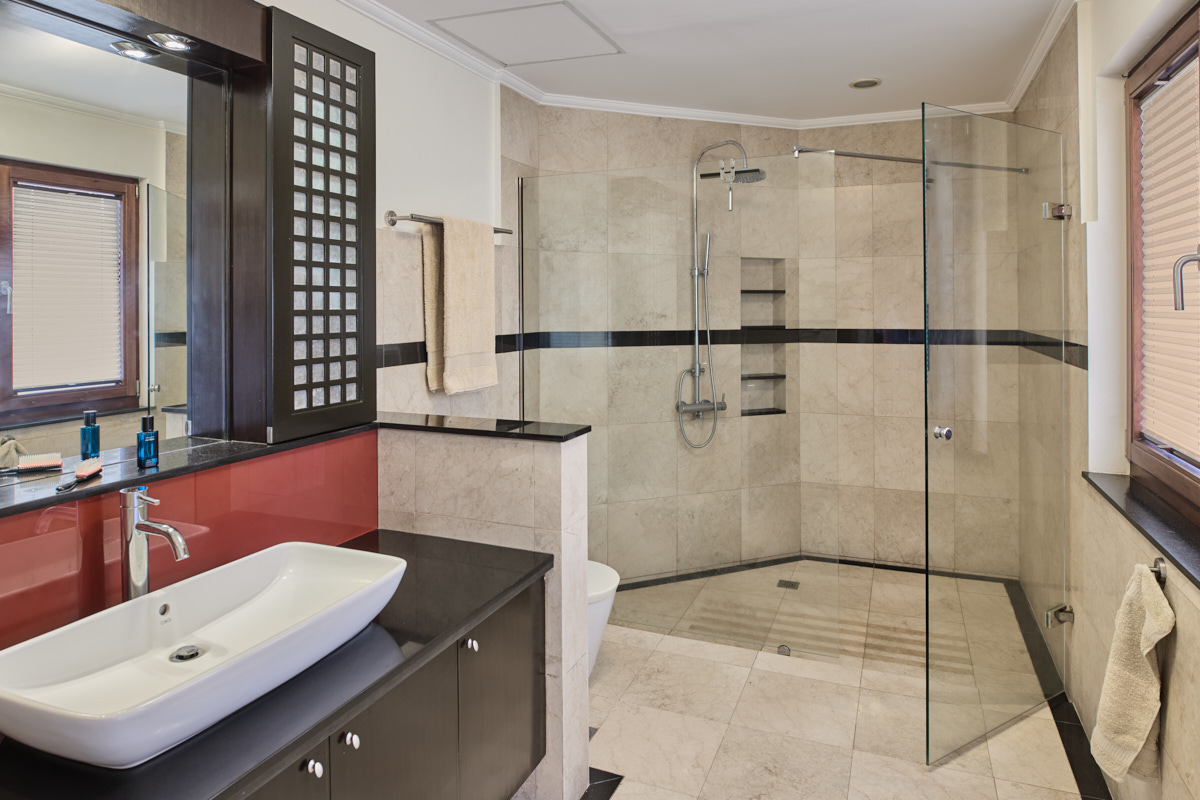Master bathroom with walk-in shower