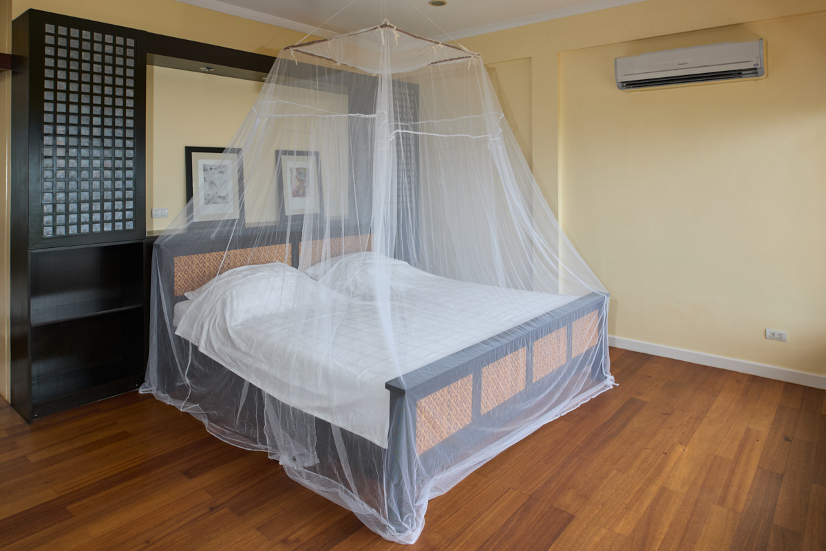 Bed with customised mosquito net